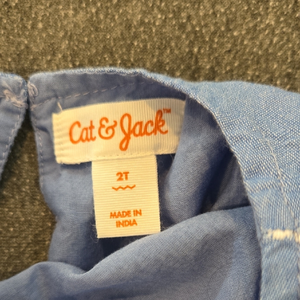 Cat & Jack Light Blue Dress with White Embroidery - Picture 2 of 3